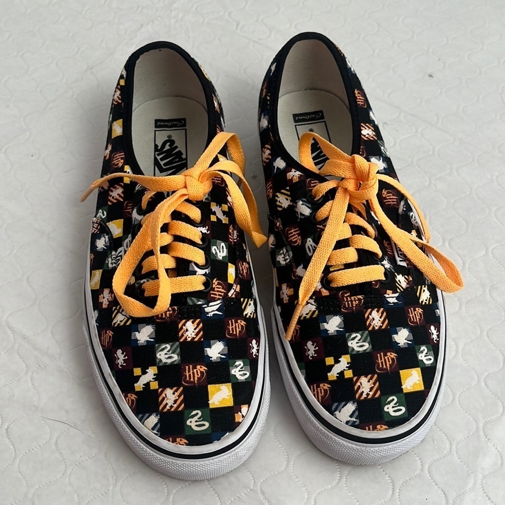 Vans Harry Potter custom multicolor low top sneakers with golden orange laces